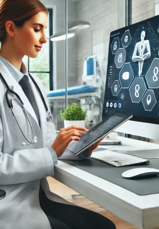 Doctor gestionando citas médicas con tecnología gestionando citas médicas con tecnología avanzada.